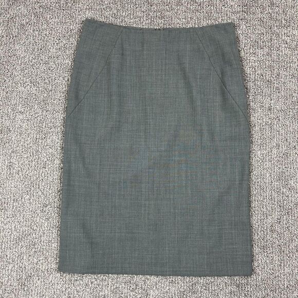 Theory Skirt Womens Two Gray Wool Blend Pencil Career Office Capsule Minimal USA - Picture 1 of 9